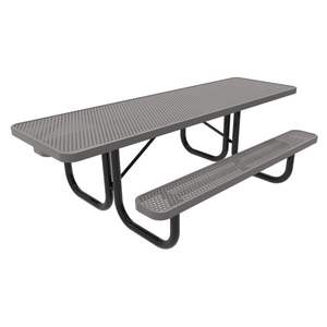 Mesa de pícnic comercial ADA de 8 pies con metal perforado y doble voladizo para restaurantes y plazas comerciales - Product Image 4