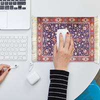 Petit tapis de souris, dessous de verre, tapis de bureau en feutre personnalisé, style persan oriental, avec pompons, décoration de table sur mesure