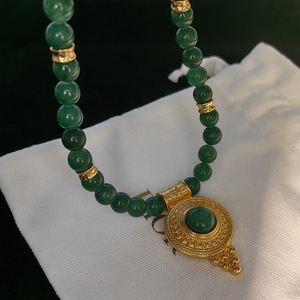 Vintage Unisex Pendant <b>Necklace</b> With Chain Natural Stone Real Gold Plating High-End AN061170 High-End Look Offers a Luxurious an - Product Image 5