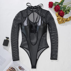 Costume érotique fétichiste <span class=keywords><strong>sexy</strong></span> pour adulte, combinaison en maille PU, lingerie chaude pour femme, babydoll en résille sans entrejambe, body en <span class=keywords><strong>latex</strong></span> coquin pour femme - Product Image 6