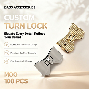 Custom Zinc Alloy Bowknot Shape Metal Turn <b>Lock</b> Gold Silver Twist Clasp <b>Lock</b> Hardware For Women Decorative Handbag Purse - Product Image 1