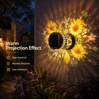Lampe murale solaire florale en gros pour décoration de jardin, luminaire décoratif en métal ajouré avec motif tournesol