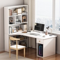 Bureau d'angle avec bibliothèque intégrée, bureau d'étude pour ordinateur, design minimaliste moderne, utilisation au bureau, chambre d'étudiant