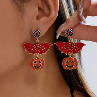 Nouvelles Boucles d'Oreilles Halloween, Bijoux Fantaisie pour Filles et Femmes, Fantômes et Citrouilles Exagérés en Alliage, Cadeau Festif pour Fêtes