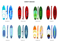 Planche de paddle gonflable certifiée CE GUETIO avec design imitation bois, comprenant aileron, pagaie, leash, sac et pompe