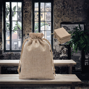 34*40cm Premium Eco-Friendly Jute Linen Gift <b>Pouches</b> <b>Drawstring</b> Packaging Wedding Favors Party Jewelry Packaging Christmas - Product Image 2
