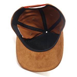 100% coton logo de broderie 3D personnalisé une casquette de baseball 5 panneaux avec bord en daim - Product Image 5