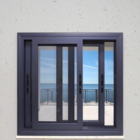 Grille de fenêtre coulissante verticale moderne à 3 rails en acier inoxydable, double vitrage en aluminium isolant thermiquement pour portes et fenêtres coulissantes