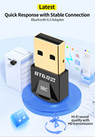 Adaptateur USB BT 6.0 pour PC, clé BT, Plug-and-Play, pour ordinateur portable, souris, clavier, casques, haut-parleurs, compatible Windows 11/10/8.1