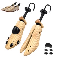 Embauchoir réglable en bois de pin avec crochet de suspension, extensible, pour chaussures en cuir homme et femme, anti-plis