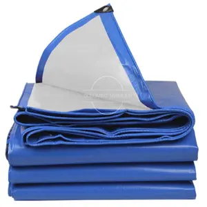 White-blue pp /pe tarpaulin 4mtr * 5mtr tahan air UV stocklot pe terpal tenda, mobil, tas, tenda, industri, pertanian luar ruangan