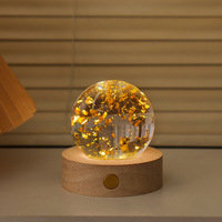 Lampe de nuit créative en résine, pissenlit illuminé blanc chaud, boule de cristal minimaliste moderne, fleur éternelle, ornement de bureau