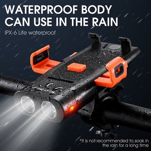 Boyan 5 en 1: Faro LED para Bicicleta, Soporte para Teléfono, Bocina, Luz Lateral, Batería de 3000mAh, Impermeable IPX6, Recargable por USB, 500LM, Totalmente de Plástico - Product Image 2