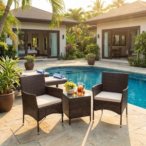 Comfortable Eco-Friendly Durable Rattan Patio Porch Furniture Sets <b>Table</b> for Outdoor Villa Apartment - Product Image 1