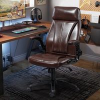 Chaise de bureau confortable en cuir avec squelette métallique, inclinable, pivotante, avec fonctions de levage - Chaise de patron, pour ordinateur, sieste, travail, étude, usage domestique