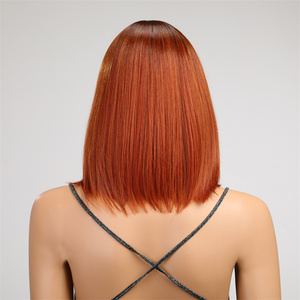 Véritable <span class=keywords><strong>Action</strong></span> Photo Brun Rougeâtre Ombre Droite <span class=keywords><strong>Perruque</strong></span> Synthétique Avec Une Frange Moyenne Longue <span class=keywords><strong>Perruque</strong></span> Résistant Aux Hautes Températures Mat Durable - Product Image 3