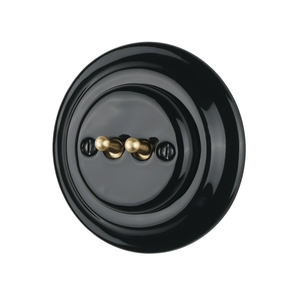 レトロな磁器製埋め込み式1連家庭用壁スイッチ（ゴールドメタル製トグル付き） - Product Image 1