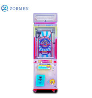 ZormenSingle Mini Machine d'Arcade Verticale à Griffe, Attrape-Jouets à Monnayeur, Thème Raton Laveur Mignon pour Fêtes, Éclairage RGB, avec Système de Paiement Multiple