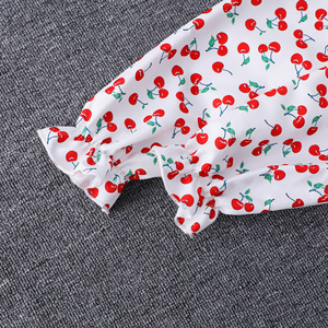 Abito Primaverile 2026 per Ragazze, Maniche Lunghe con Stampa Ciliegie, Bianco e Bordeaux con Inserti - Product Image 6