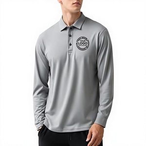 Camisa de Manga Larga Azul para Hombre con Logotipo Bordado en la Parte Delantera, Poliéster/Algodón Sólido, Estilo Casual Elegante, Secado Rápido, 220g, Diseño con Botones - Product Image 4