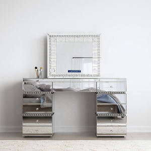Bord doré Miroir 2 Tiroirs Table - Product Image 3