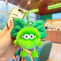 Offre Spéciale dessin animé Animal pompon en peluche voiture sac pendentif nœud papillon accessoires nouveau créatif arc petite boule de charbon en peluche voiture porte-clés
