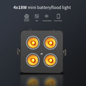 AICPOSE <span class=keywords><strong>luci</strong></span> ricaricabili 4x18w Rgbwa UV 6 in1 batteria Wireless <span class=keywords><strong>LED</strong></span> Flat Par Light - Product Image 2