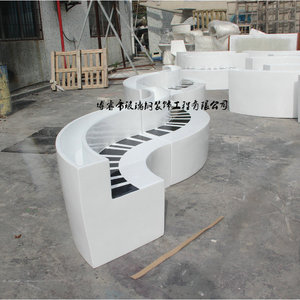Glass Fiber Reinforced <b>Plastic</b> Modern Curved <b>Bench</b> For Mall Commercial Furniture Durable Design - Product Image 5