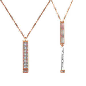 Collier coulissant personnalisé à message secret caché, tige rétractable, gravure 3D, barre verticale inspirante, collier à tubes carrés - Product Image 1