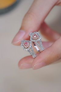Bague en or blanc 18 carats Xinfly avec diamant rose 0,47 ct en forme de cœur, bijoux de mariage et de fiançailles AU750, style tendance en forme de bras en Y - Product Image 5