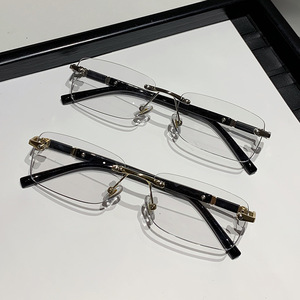 3323 Logo Custom Fashion Men <b>Women</b> Wood Grain Rimless Anti Blue Light <b>Glasses</b> Photochromic <b>Computer</b> Eyeglasses Frames - Product Image 3