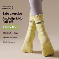 Chaussettes de yoga mi-mollet pour femmes, en coton, antidérapantes, pour le fitness, la course, l'aérobic, usage intérieur, motif uni