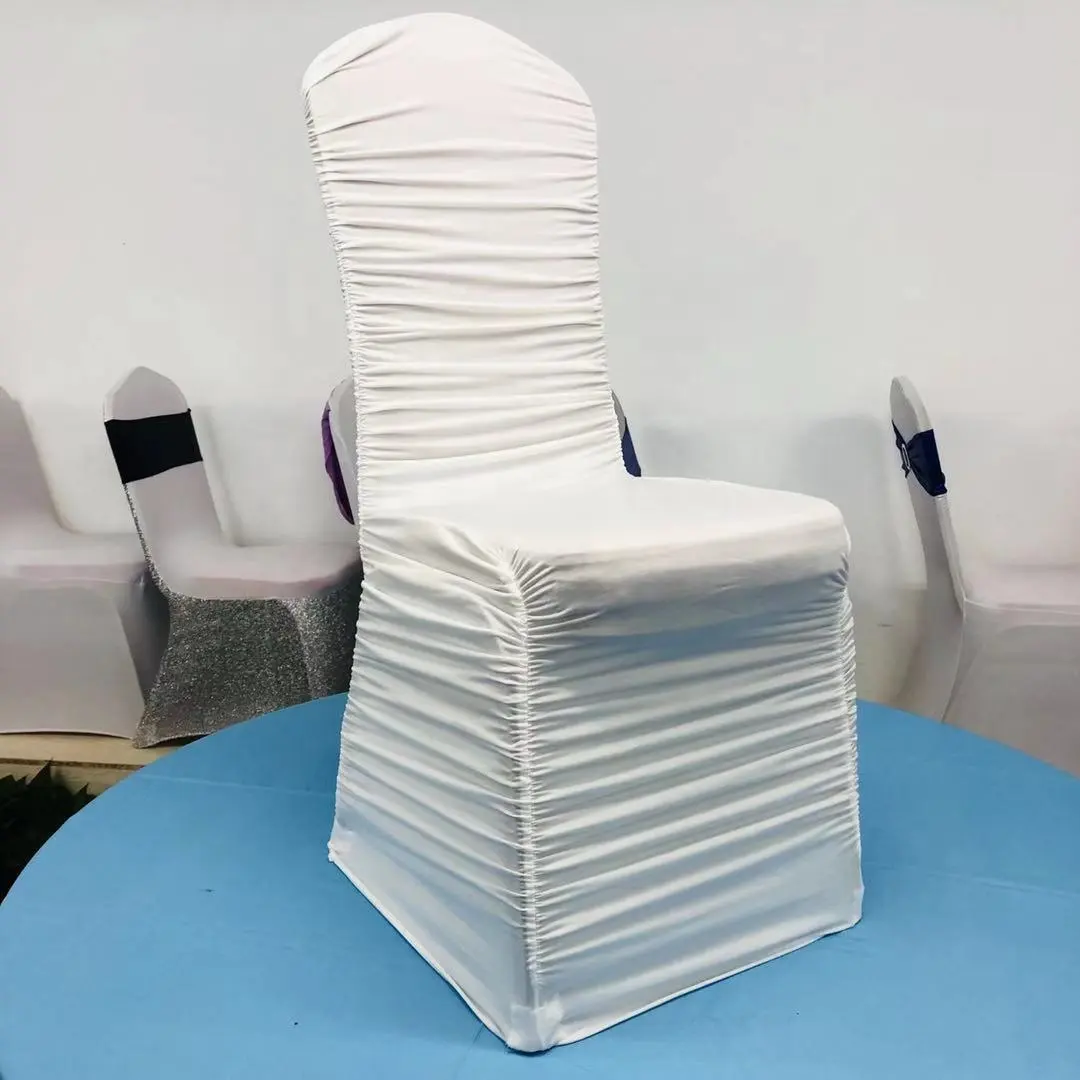 Funda para silla de banquete de LICRA elástica a la moda fruncida lavable universal extraíble