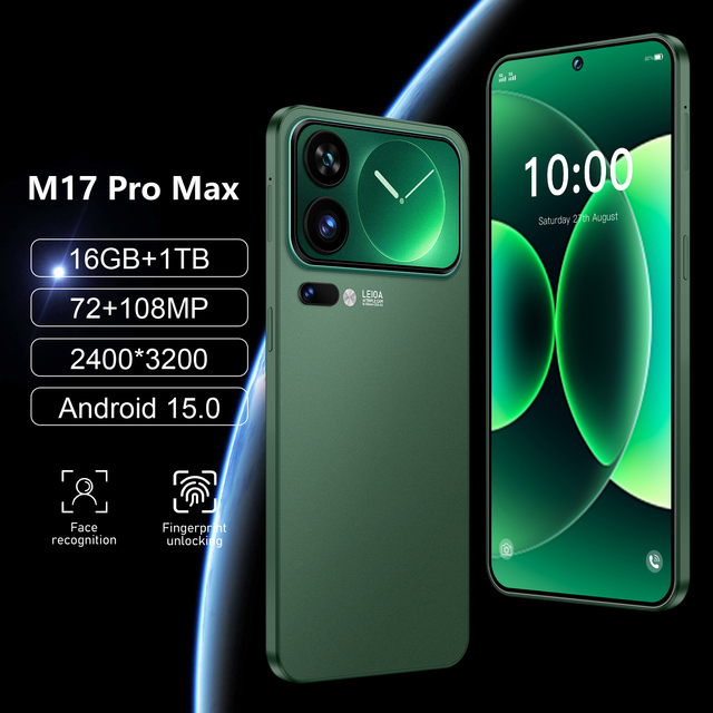 Low Price High Quality M17 Pro Max 5G Smartphone 7.3-inch Display 16GB+1TB MTK Processor 108MP Camera Android Unlocked Phone