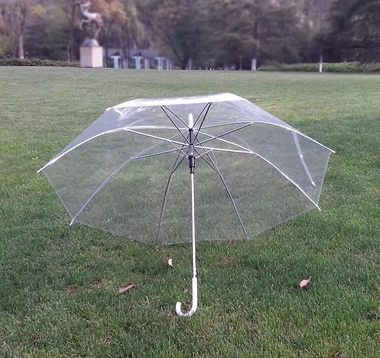 Plastic handle Women PVC Purple Semi-transparent Umbrella Windproof, Super Lig 