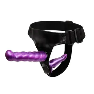 Hot selling Double Penis Dual Ended Vibrate Strapon Ultra Elastic Harness On Dildo Adult Sex Toys For Couples Anal Soft Dildos