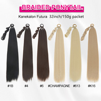 Julianna Futura fibre synthétique tressé queue de cheval Extension Style Long 32 pouces Wrap élastique postiche queue de cheval avec cravate de cheveux