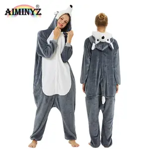 AIMINYZ-Pijama de franela con dibujos de animales para hombre y mujer, ropa de dormir bonita, de invierno, venta al por mayor