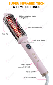 <span class=keywords><strong>Brosse</strong></span> <span class=keywords><strong>chauffante</strong></span> électrique en céramique pour cheveux, boucleur ionique volumisant, réglages de chaleur ajustables, amplificateur de coiffage chauffant pour tous types de cheveux - Product Image 6
