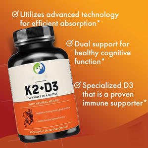 Ausreson OEM Integratore di Vitamina D3 e K2 MK7 Magnesio Omega 3 Olio Supporto 10000 5000UI Capsule di Vitamina D3 K2 Biologica - Product Image 4