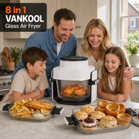 Friteuse à air visuelle 8-en-1 avec bol en verre, panier réversible en acier inoxydable, 1800W, certifiée ETL, non toxique et portable