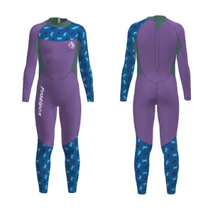 Özel 2/3/5mm neopren tek parça uzun kollu Wetsuit çocuklar için SwimminSurfing tüplü dalış dalış elbisesi şnorkel