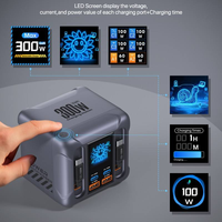 Station de charge de bureau 300W GaN III Pro, chargeur rapide USB-C 6 ports PD3.1 100W avec câble rétractable et écran tactile TFT numérique