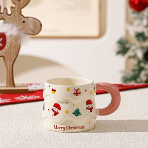Christmas Novelty Ceramic Mug With Lid Spoon Snowman Doll <b>Topper</b> Multiple Color Xmas Coffee Cup With Gift Box for Gift Giving - Product Image 6