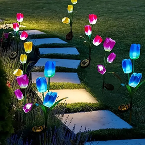 Lámpara Solar LED de Pie con 3 Cabezas, Tipo Tulipán, con Clasificación IP65, de Plástico ABS Recargable, <span class=keywords><strong>para</strong></span> Jardín, Exteriores y Hoteles - Product Image 2