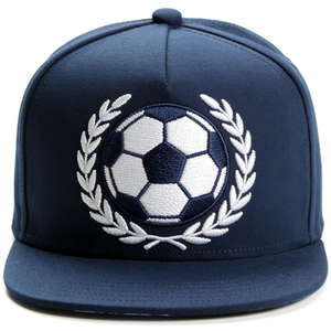 Casquette <span class=keywords><strong>de</strong></span> baseball bleu marine à visière plate, broderie 3D <span class=keywords><strong>de</strong></span> ballon <span class=keywords><strong>de</strong></span> football et couronne <span class=keywords><strong>de</strong></span> <span class=keywords><strong>laurier</strong></span>, chapeau décontracté sportif pour les fans <span class=keywords><strong>de</strong></span> football - Product Image 1