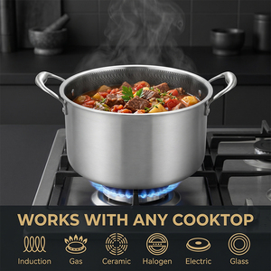 <span class=keywords><strong>Set</strong></span> di <span class=keywords><strong>Pentole</strong></span> Antiaderenti a Nido d'Ape in Acciaio Inox Triplo Strato con Coperchio, Pentola per Zuppa a Induzione per Cucina - Product Image 3