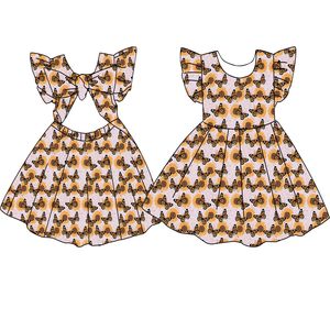 Vestido de Niña al por Mayor, Estilo Inglés, con Lazo, Largo hasta la Rodilla, con Estampado Floral, 95% Algodón, Personalizado, Oem/odm, Otoño - Product Image 4