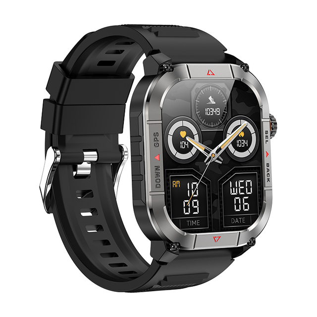 All-Weather Outdoor HK84 Smartwatch with Dynamic HR Monitoring AMOLED Display Military-Grade Shock Resistant GPS Watch