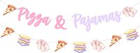 Dekorasi Spanduk Pesta Pizza dan Piyama, Perlengkapan Pesta Tidur Malam untuk Anak Perempuan, Bertema Makanan Pizza, Perlengkapan Pesta Ulang Tahun dan Baby Shower